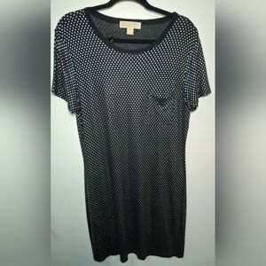 Michael Kors Silver Studded Polka Dot Shirt Dress Size LG